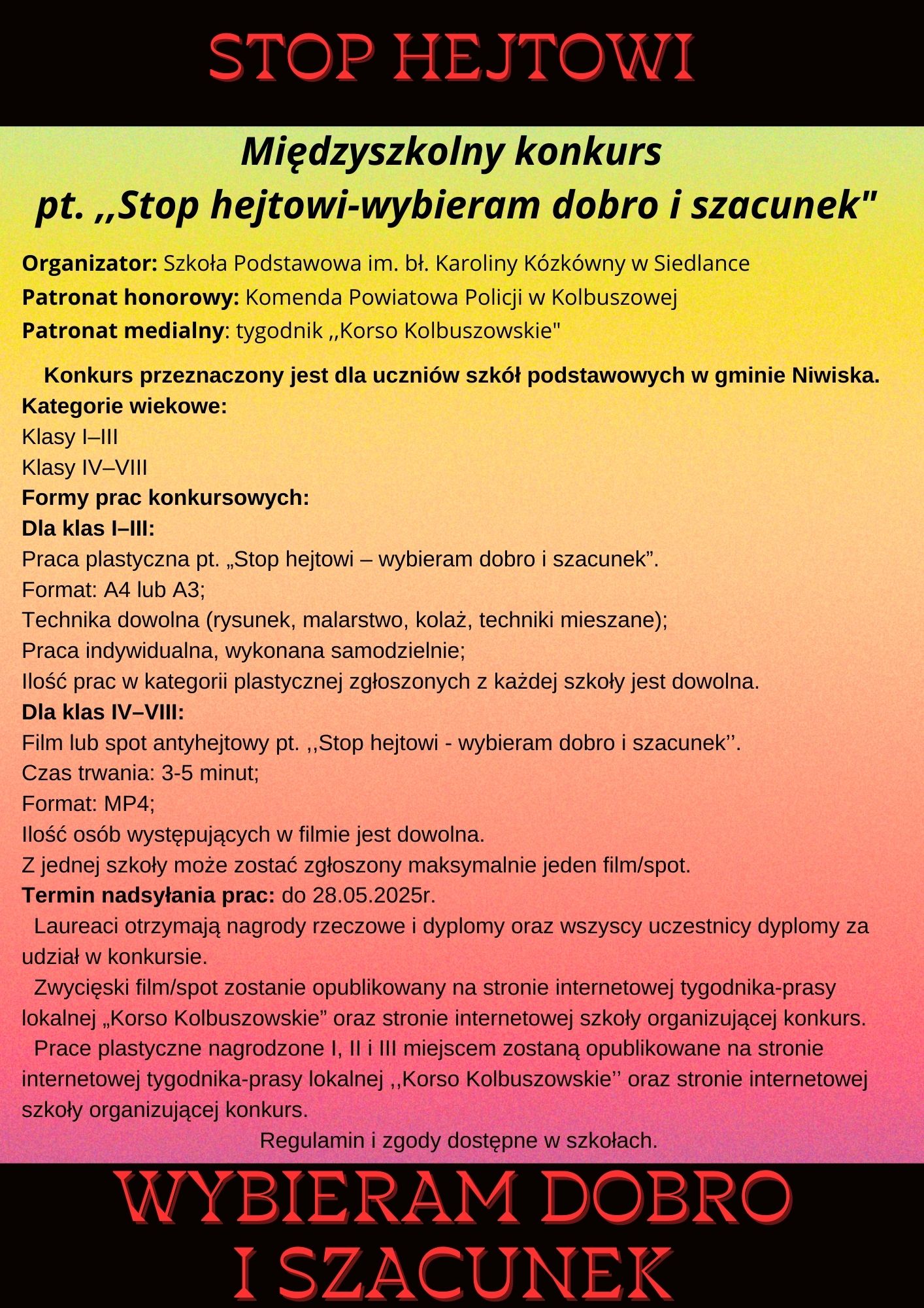 Stop hejtowi- wybieram dobro i szacunek